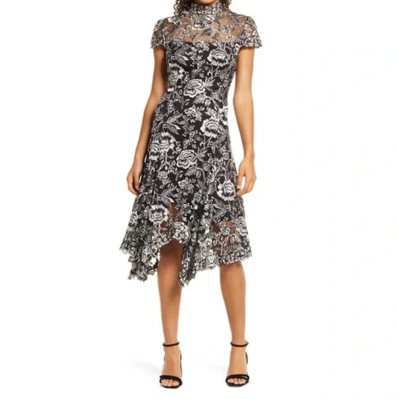 tadashi shoji embroidered dress Tadashi Shoji Colorblock Lace Cocktail Dress main image 0